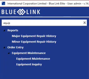 List of Service Equipment Reports in Blue Link ERP