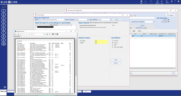 Inventory Item Maintenance Screen in Blue Link ERP