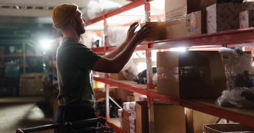 Man picking items from warehouse