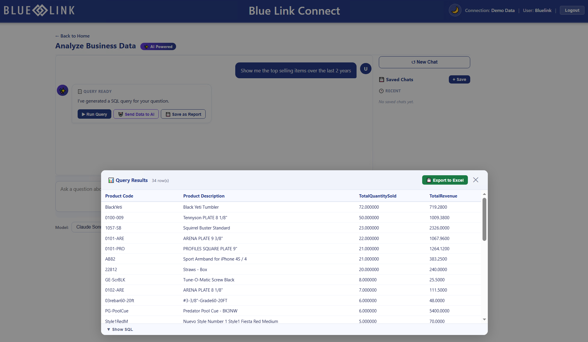 Working across linked data sources in Blue Link Connect