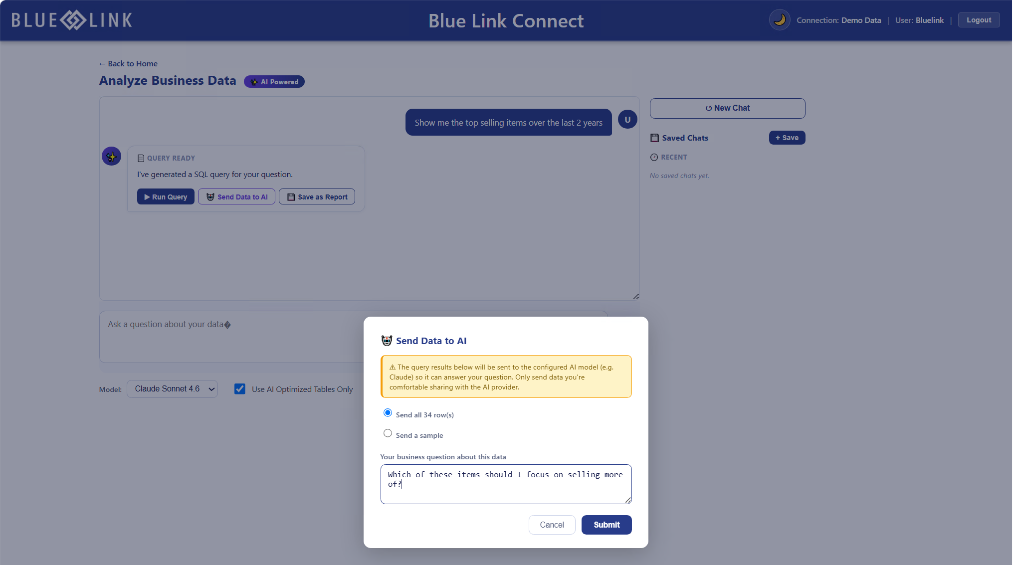Your data stays yours confirmation in Blue Link Connect