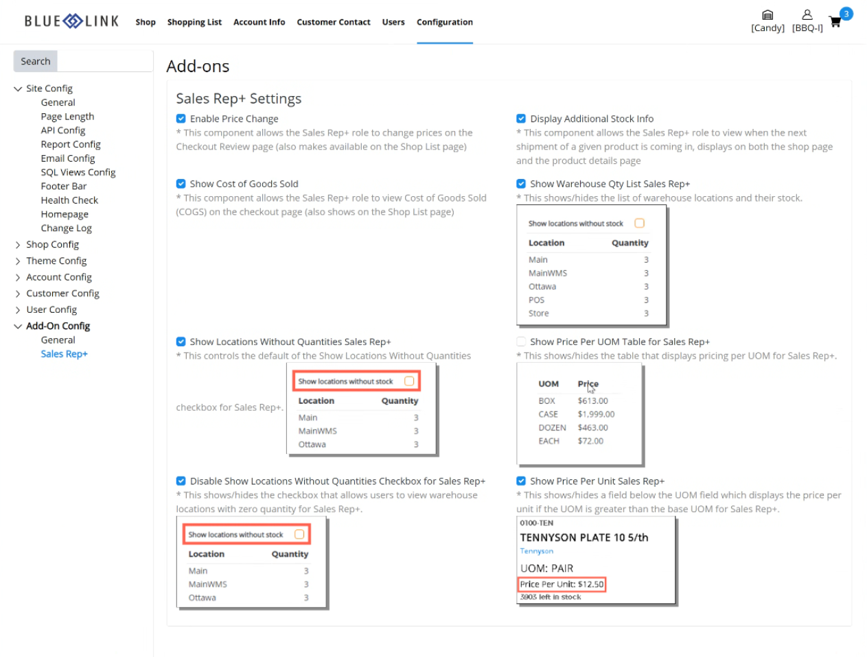 Warehouse stock levels, cost and inbound product detail in Sales Rep+