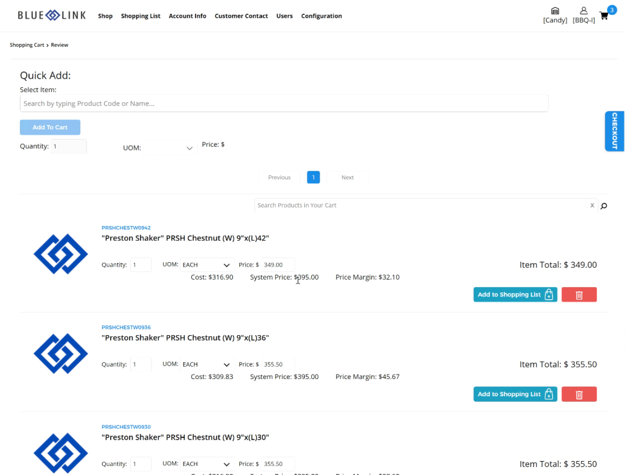 Price adjustment within Blue Link ERP price rules